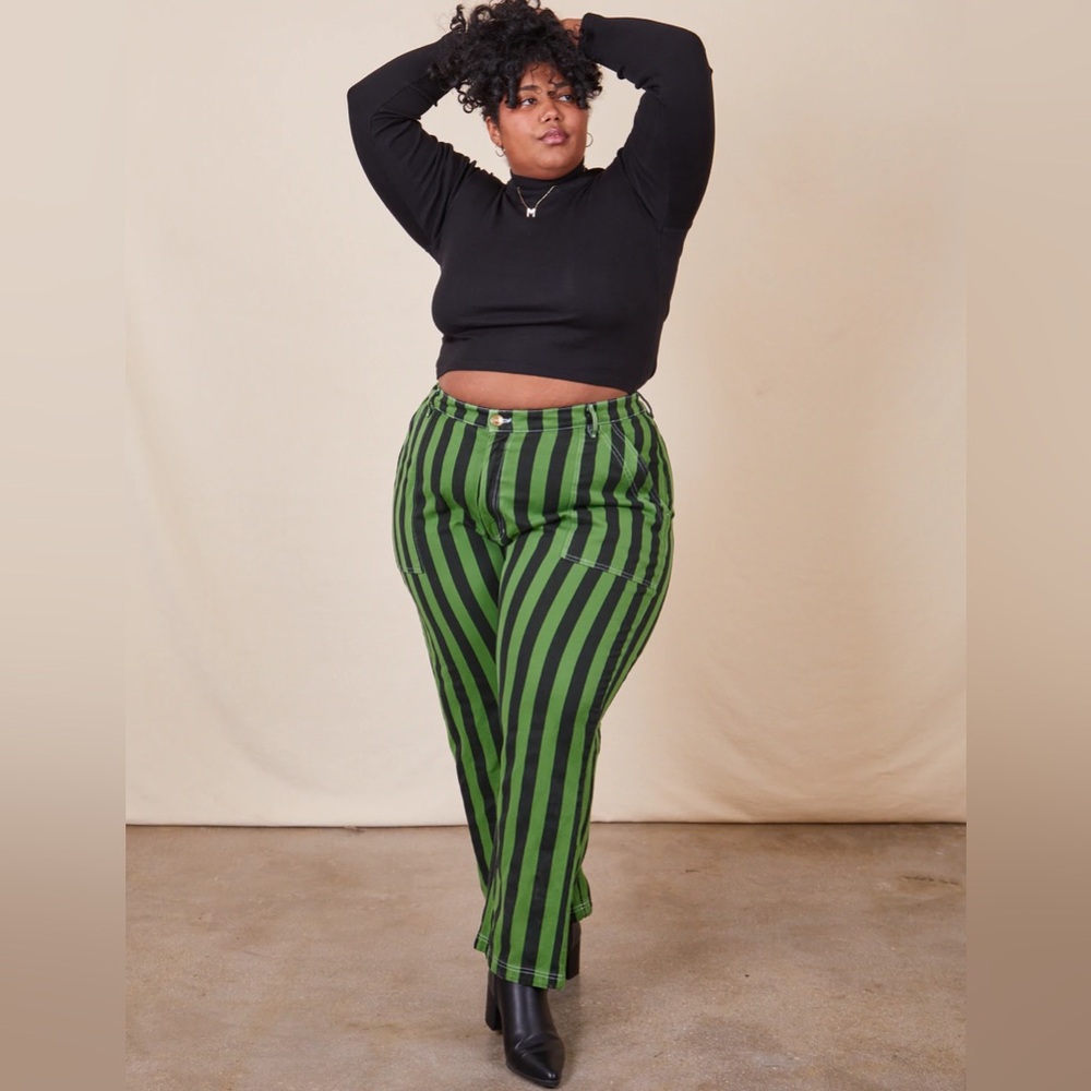 Big Bud Press Green Striped Wide Leg Pants